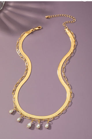 Drop Herringbone Lariat Necklace