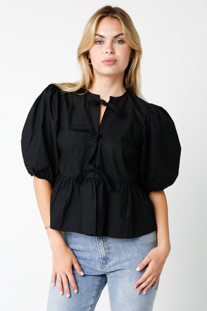 Black Front Tie Top