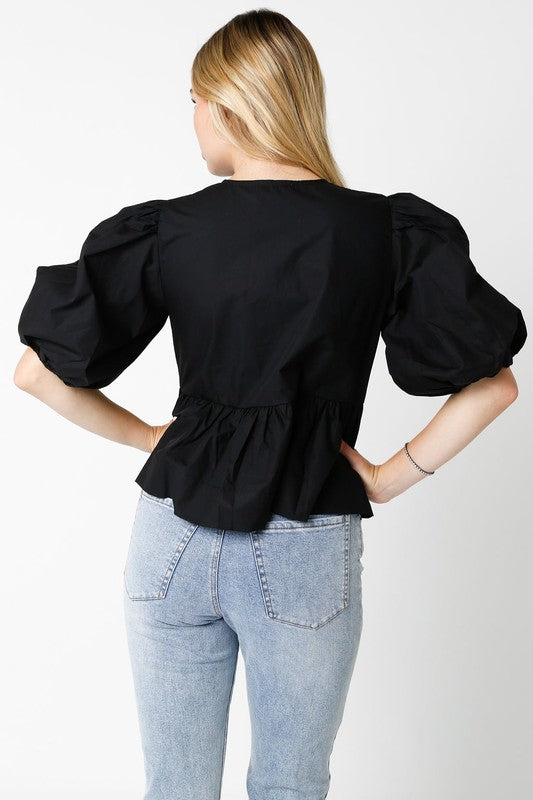 Black Front Tie Top