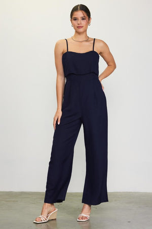 Navy Linen Jumpsuit