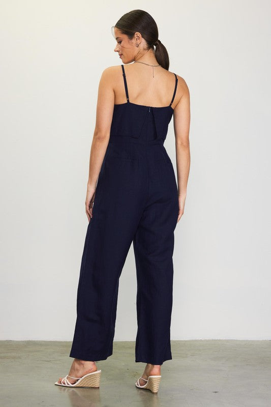 Navy Linen Jumpsuit