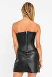 Black Leather Strapless Bustier