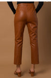 Camel Leather Split Hem Pants