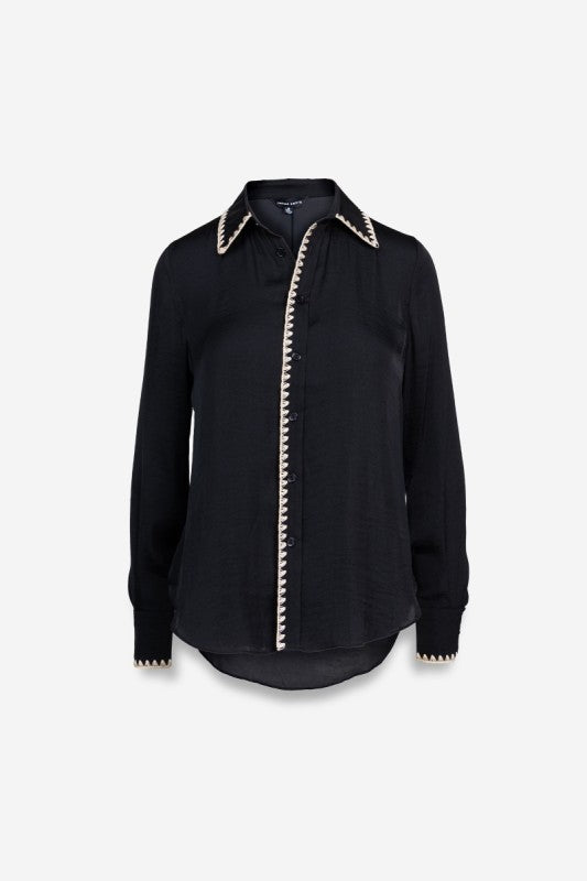 Black Satin Detail Blouse