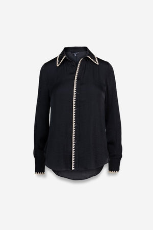 Black Satin Detail Blouse
