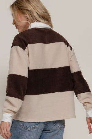 Fall Striped Fleece Polo
