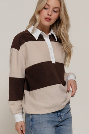 Fall Striped Fleece Polo