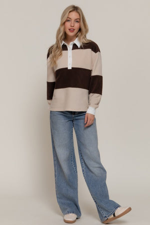 Fall Striped Fleece Polo
