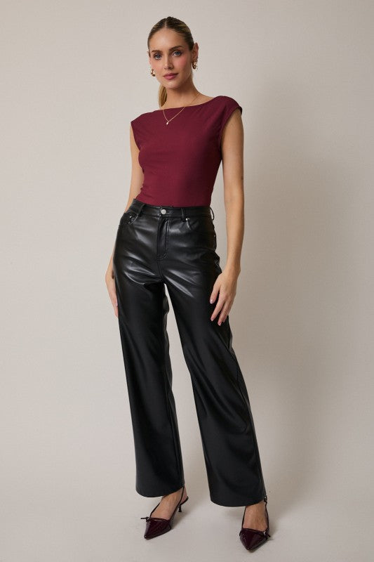Burgundy Boat Neck Bodysuit