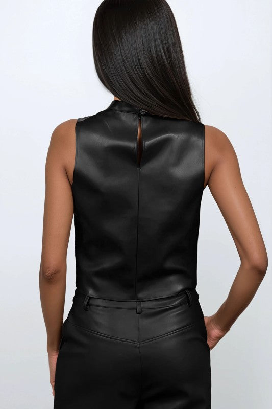 Black Faux Leather Tank