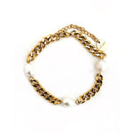 Blinny Cuban Chain Pearl Bracelet