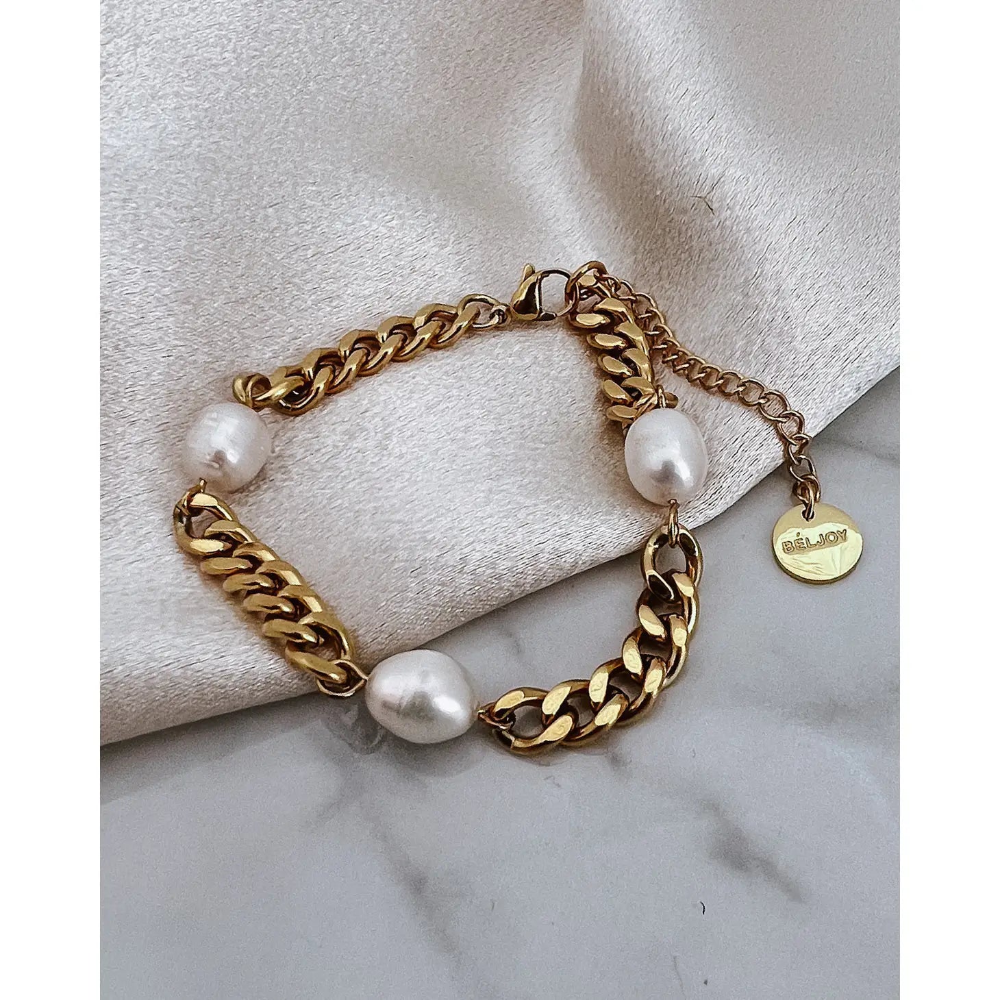 Blinny Cuban Chain Pearl Bracelet