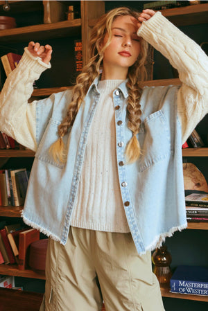 Denim Cable Sleeved Jacket