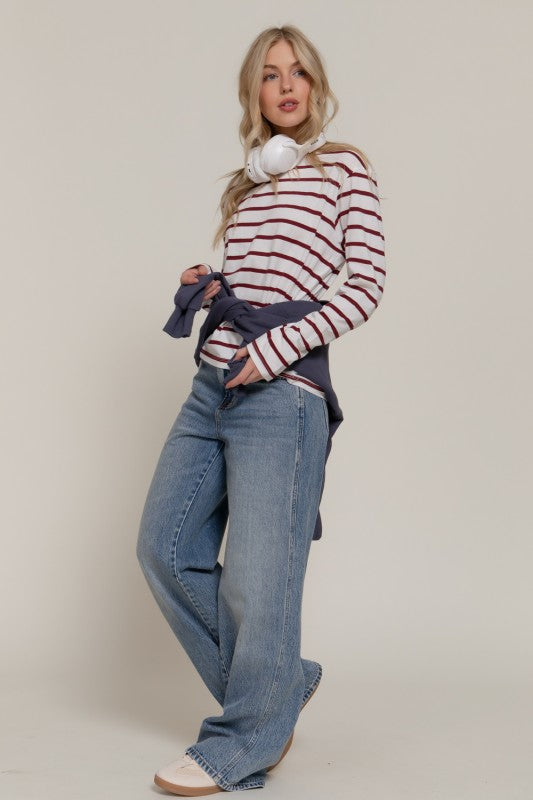 Wine Striped Long Sleeve