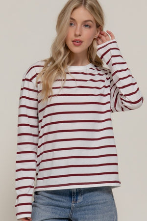 Wine Striped Long Sleeve