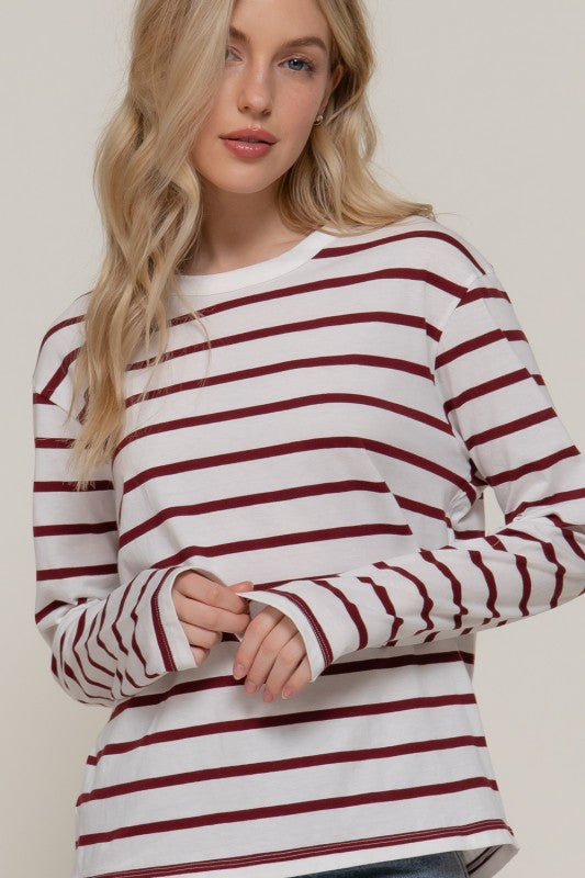 Wine Striped Long Sleeve
