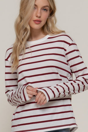 Wine Striped Long Sleeve