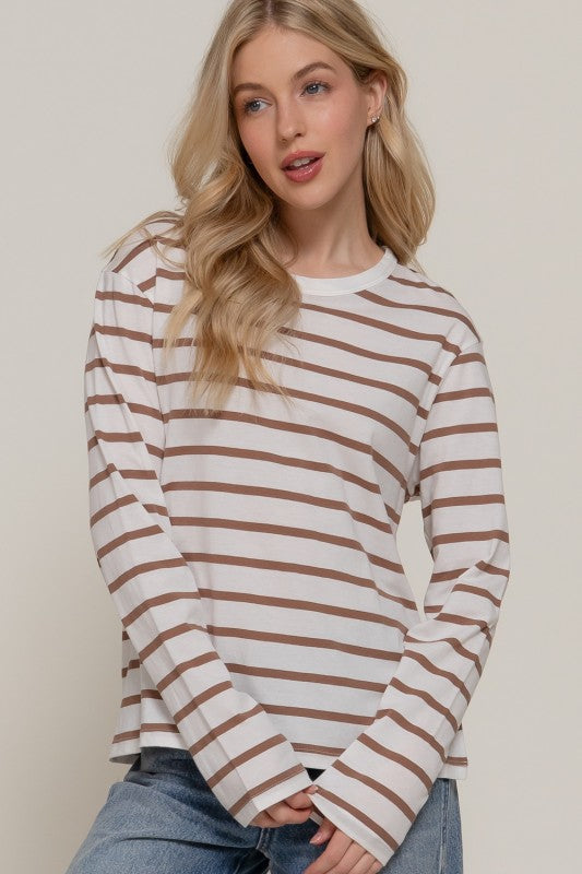 Tan Striped Long Sleeve