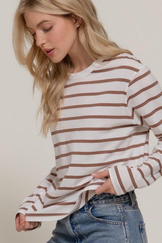Tan Striped Long Sleeve