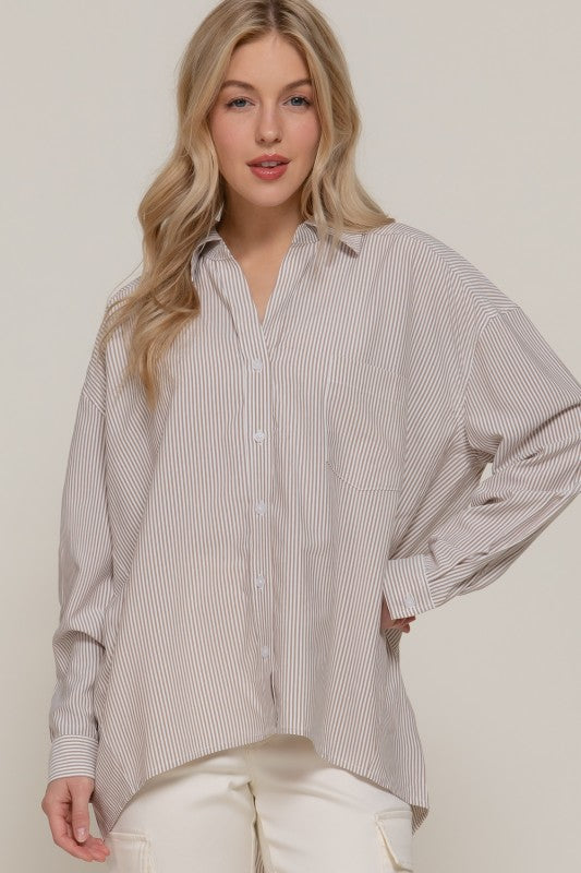 Fall Oversized Striped Long Sleeve