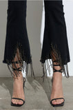 Rhinestone Fringe Denim Pants