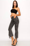 Rhinestone Fringe Denim Pants