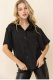 Black Checkered Satin Top
