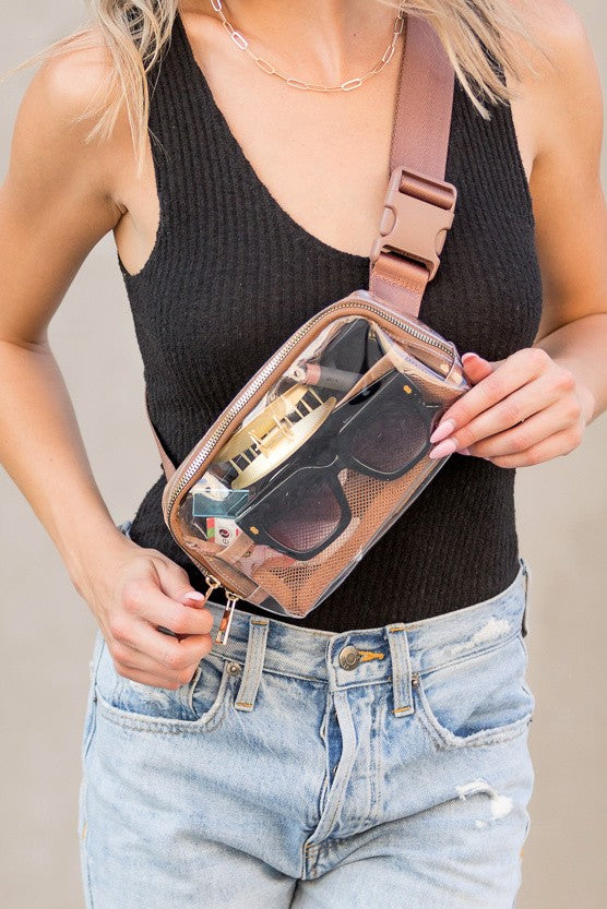 Clear Stadium Belt Bag - Mocha