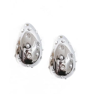 Wallie Water Drop Crystal Pearl Earrings Silver