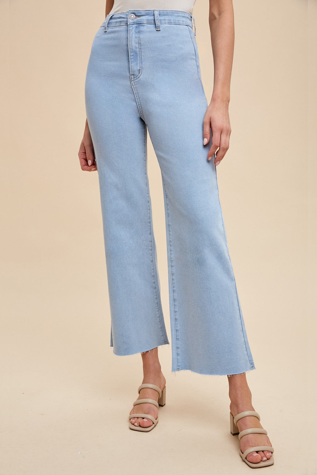 Light Wash Wide Leg Denim Trousers