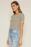 Taupe Striped Top