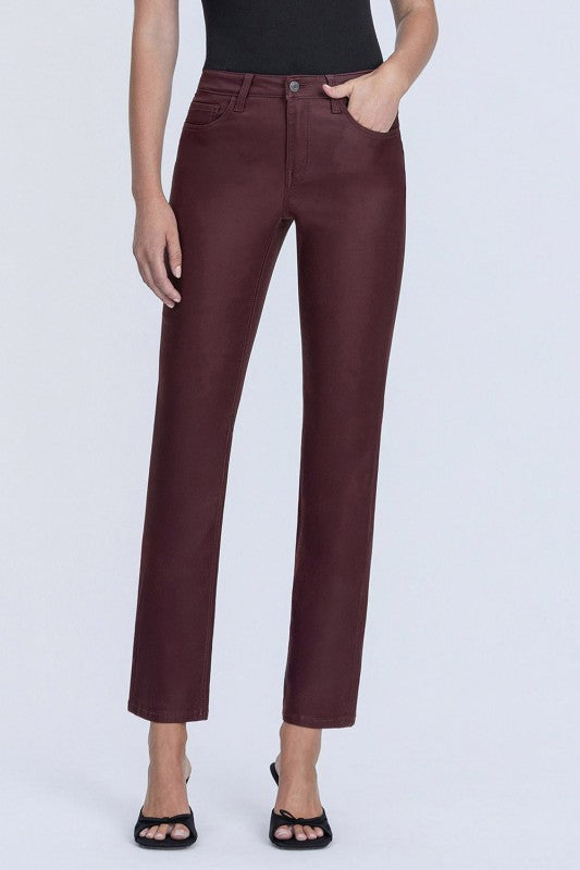Wine Coated High Rise Jeans