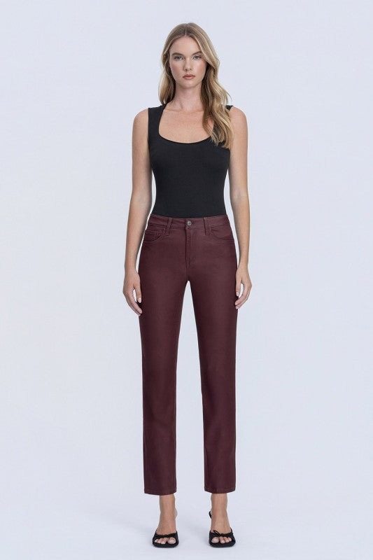 Wine Coated High Rise Jeans