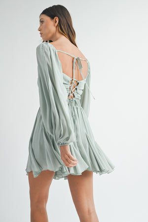 Sage Lattice Back Dress