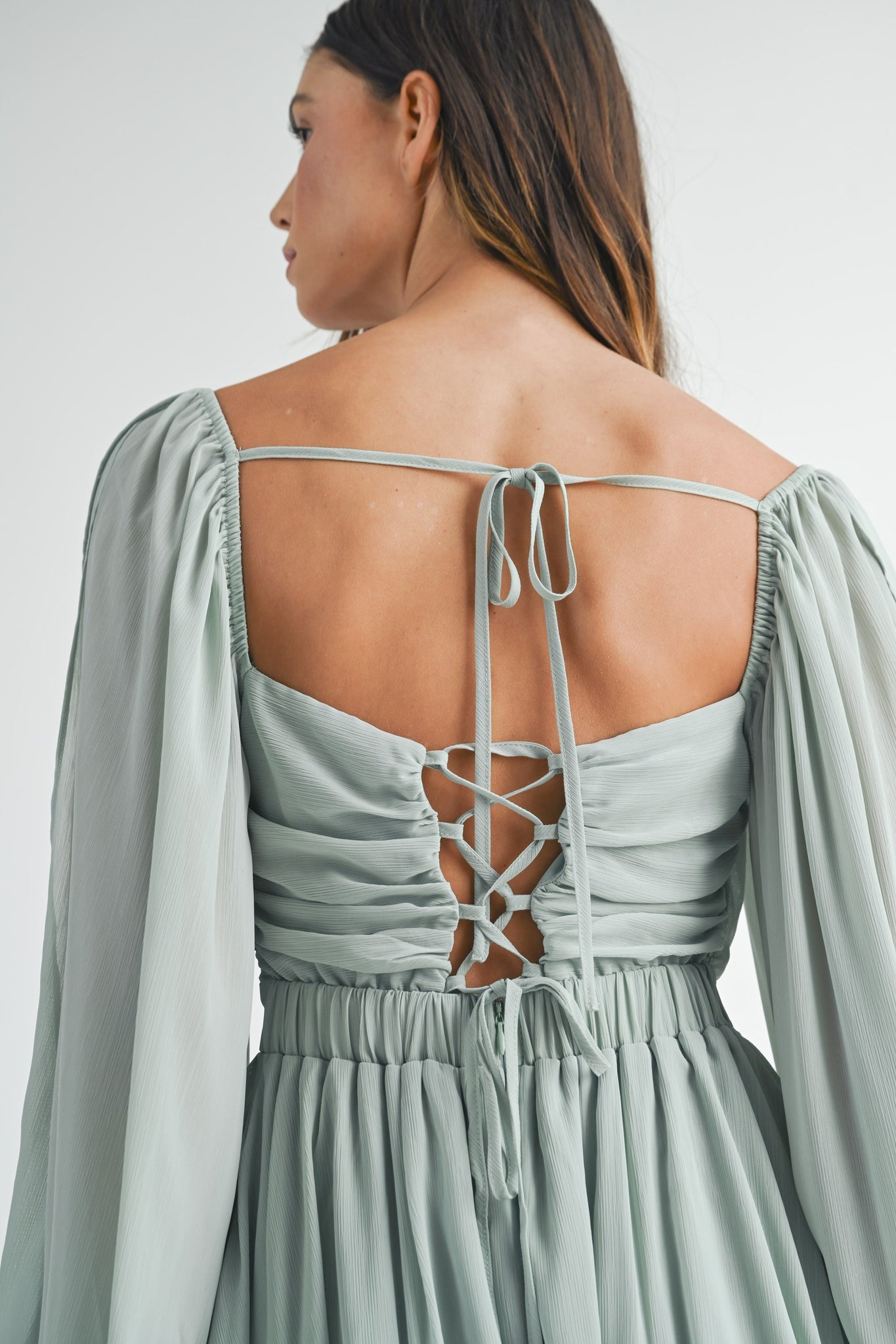 Sage Lattice Back Dress