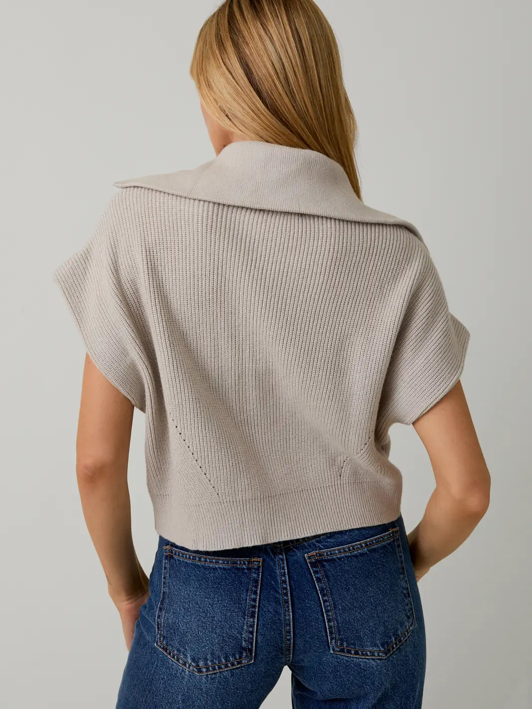 Drop Shoulder Half Zip Sweater