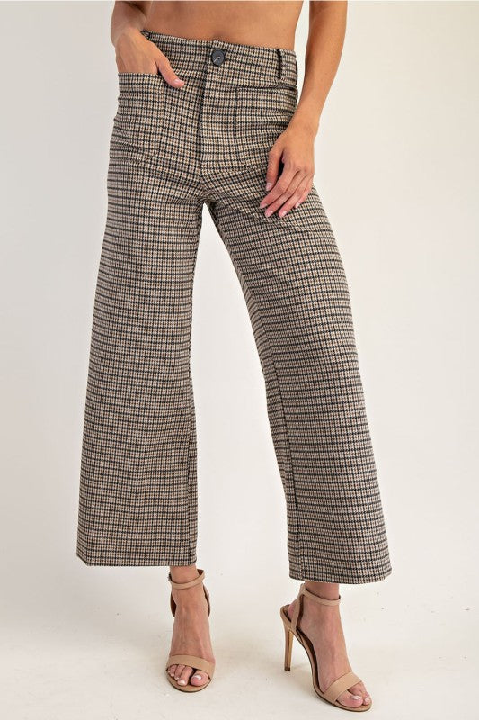 Houndstooth Wide Leg Pant