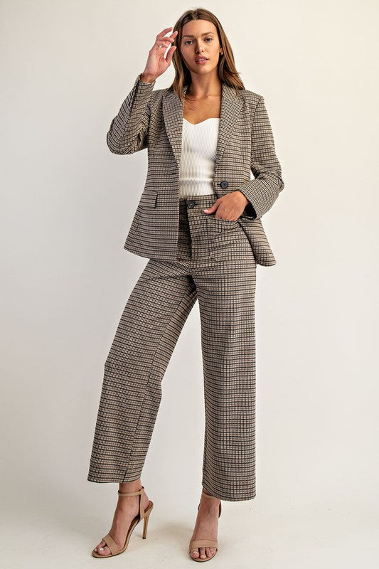 Houndstooth Wide Leg Pant