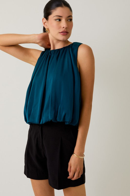 Teal Bubble Hem Top