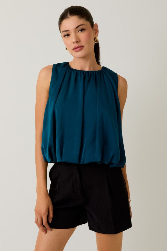 Teal Bubble Hem Top