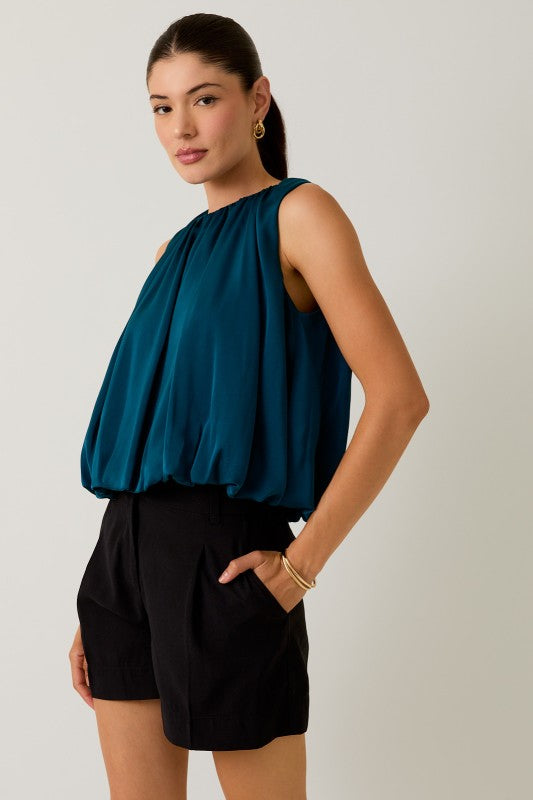 Teal Bubble Hem Top