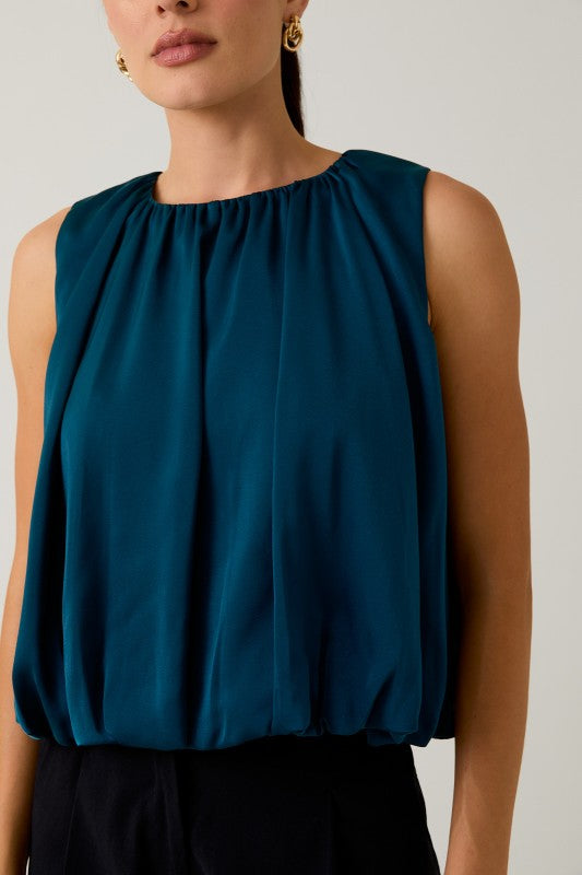 Teal Bubble Hem Top
