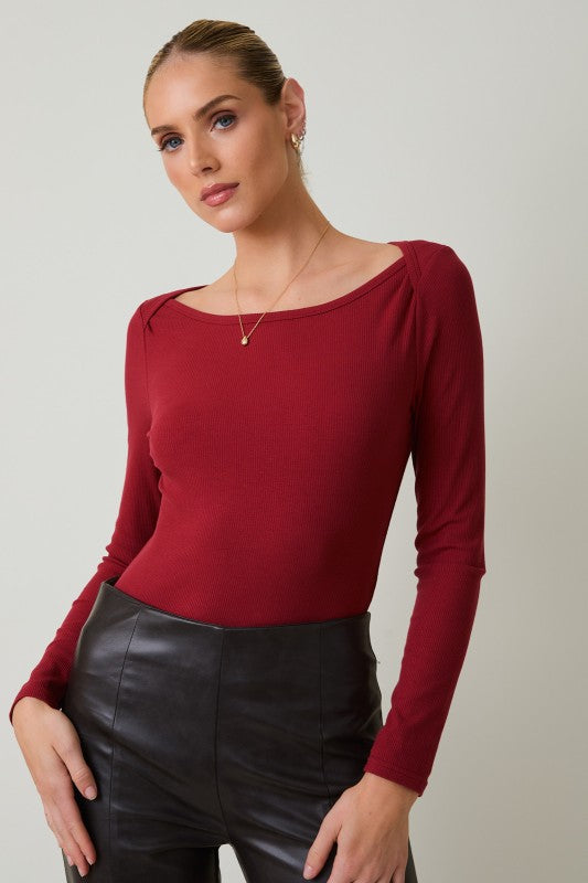 Cranberry Boat Neck Bodysuit