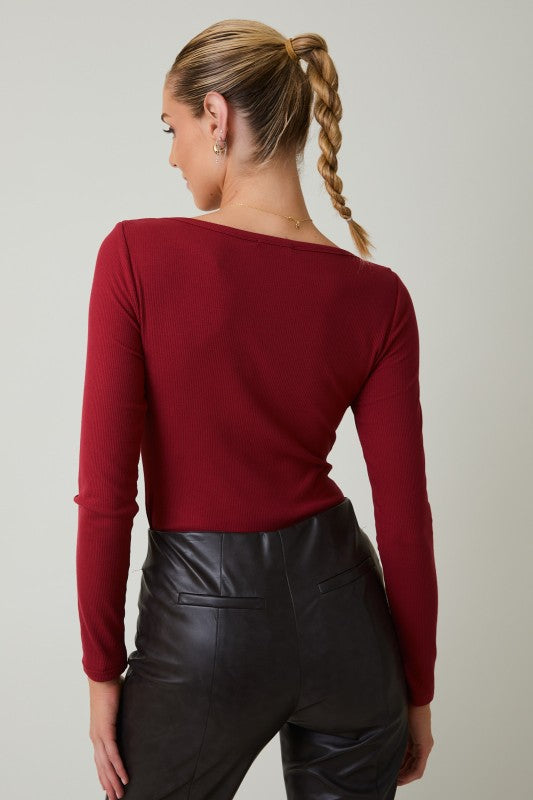 Cranberry Boat Neck Bodysuit