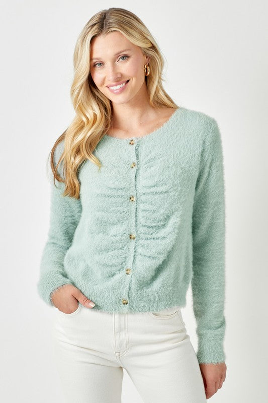 Sage Fuzzy Cardigan