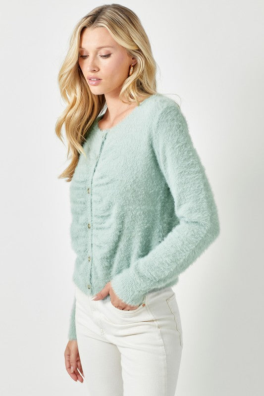 Sage Fuzzy Cardigan