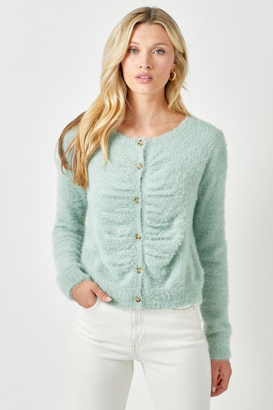 Sage Fuzzy Cardigan
