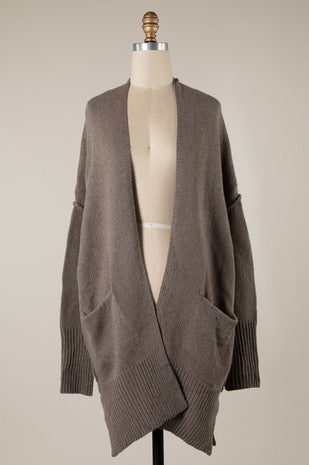 Mocha Pocketed Knit Cardigan