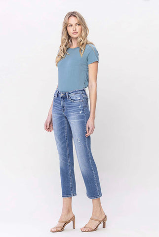 Dawn Mid Rise Crop Straight Jean - Preorder
