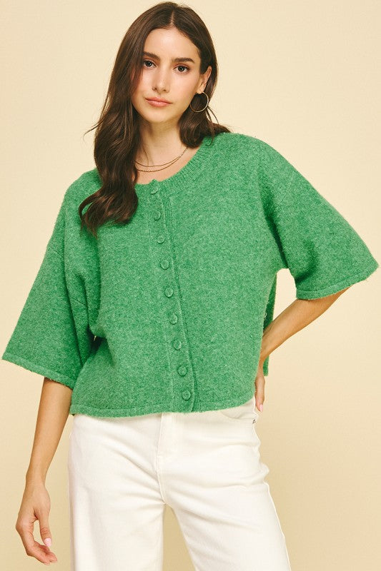 Green Button Sweater